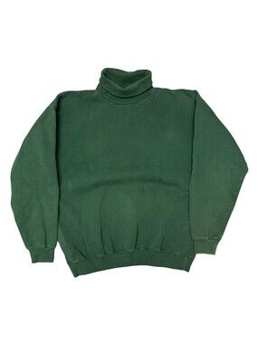 Pluma Sweatshirt Mens XL Green Heavyweight Fleece Turtleneck faded Made USA